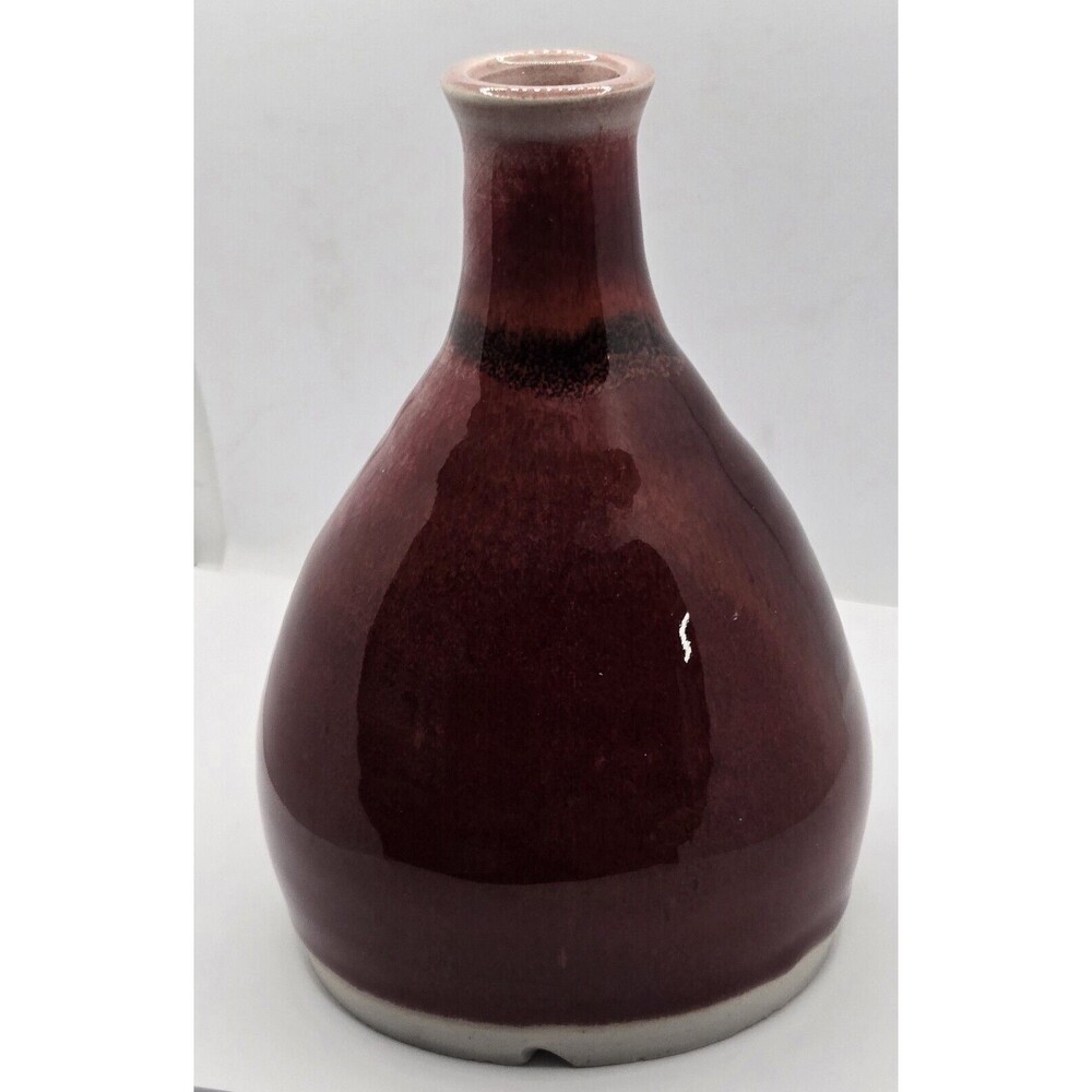 Beautiful Studio Art Pottery Bud Vase with Ox Blood Glaze